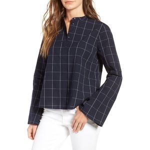 Madewell Bell Sleeve Shirt in Windowpane XS
